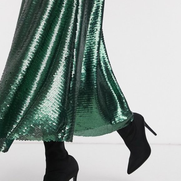 NATIVE YOUTH A LINE MAXI SEQUIN SKIRT - Picture 2 of 9